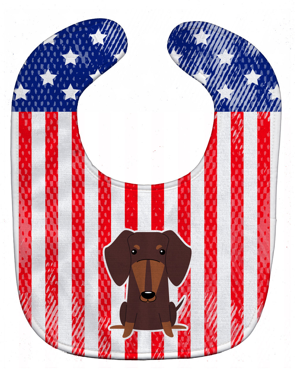 Patriotic USA Dachshund Chocolate Baby Bib Easy-Clean Baby Bib Baby Feeding Accessory Baby Mealtime Essential, 10 x 13, Multicolor