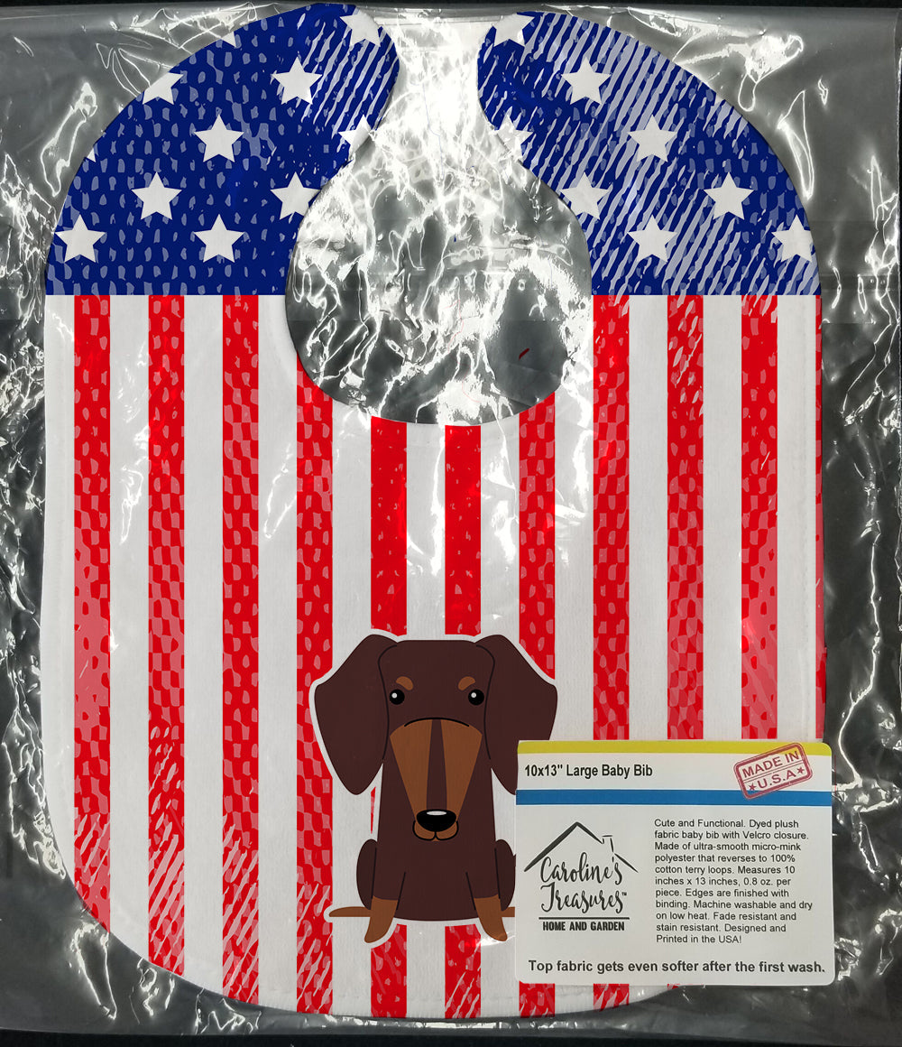 Patriotic USA Dachshund Chocolate Baby Bib Easy-Clean Baby Bib Baby Feeding Accessory Baby Mealtime Essential, 10 x 13, Multicolor