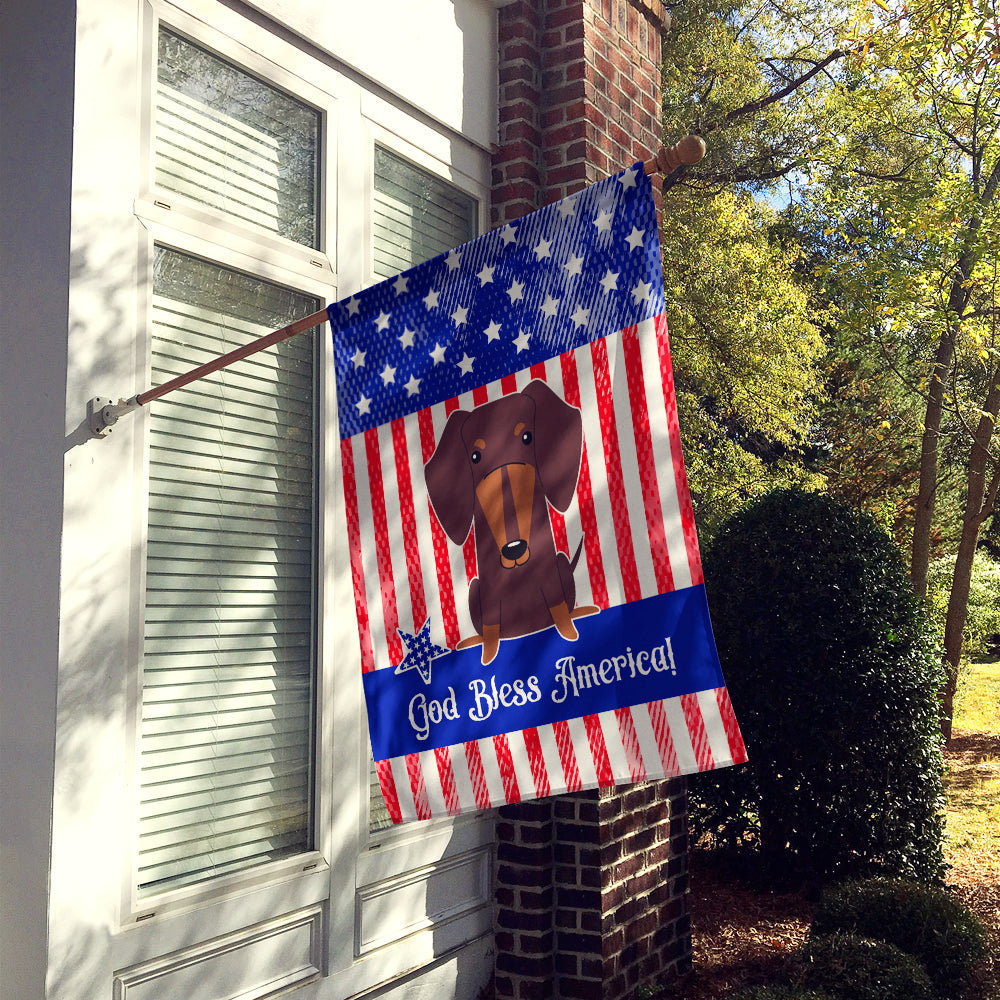 Patriotic USA Dachshund Chocolate House Flag 28x40 Porch Sleeve Pole Decorative Outside Yard Banner Artwork Wall Hanging, Polyester