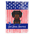 Patriotic USA Dachshund Black Tan House Flag 28x40 Porch Sleeve Pole Decorative Outside Yard Banner Artwork Wall Hanging, Polyester