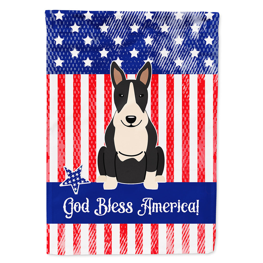 Patriotic USA Bull Terrier Black White House Flag 28x40 Porch Sleeve Pole Decorative Outside Yard Banner Artwork Wall Hanging, Polyester