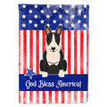 Patriotic USA Bull Terrier Black White House Flag 28x40 Porch Sleeve Pole Decorative Outside Yard Banner Artwork Wall Hanging, Polyester