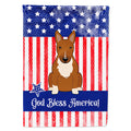 Patriotic USA Bull Terrier Red House Flag 28x40 Porch Sleeve Pole Decorative Outside Yard Banner Artwork Wall Hanging, Polyester