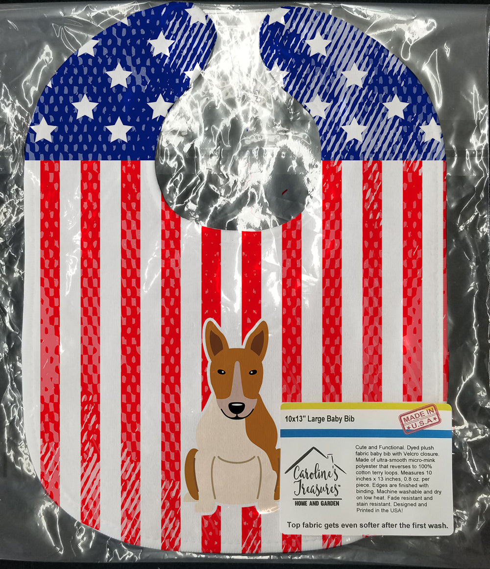 Patriotic USA Bull Terrier Red White Baby Bib Easy-Clean Baby Bib Baby Feeding Accessory Baby Mealtime Essential, 10 x 13, Multicolor