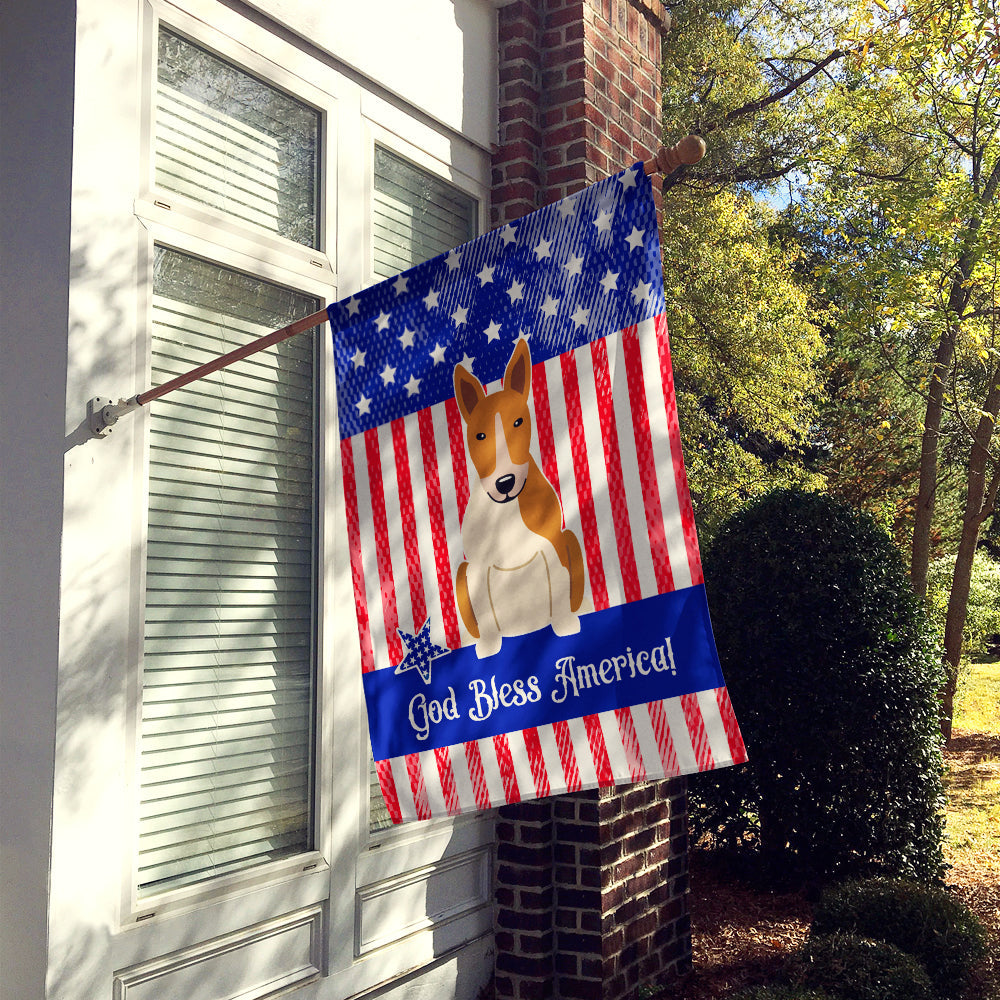 Patriotic USA Bull Terrier Red White House Flag 28x40 Porch Sleeve Pole Decorative Outside Yard Banner Artwork Wall Hanging, Polyester