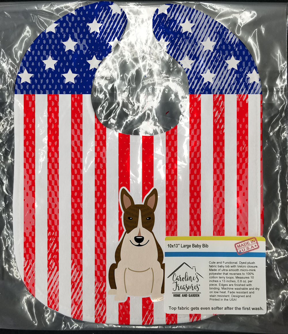 Patriotic USA Bull Terrier Dark Brindle Baby Bib Easy-Clean Baby Bib Baby Feeding Accessory Baby Mealtime Essential, 10 x 13, Multicolor