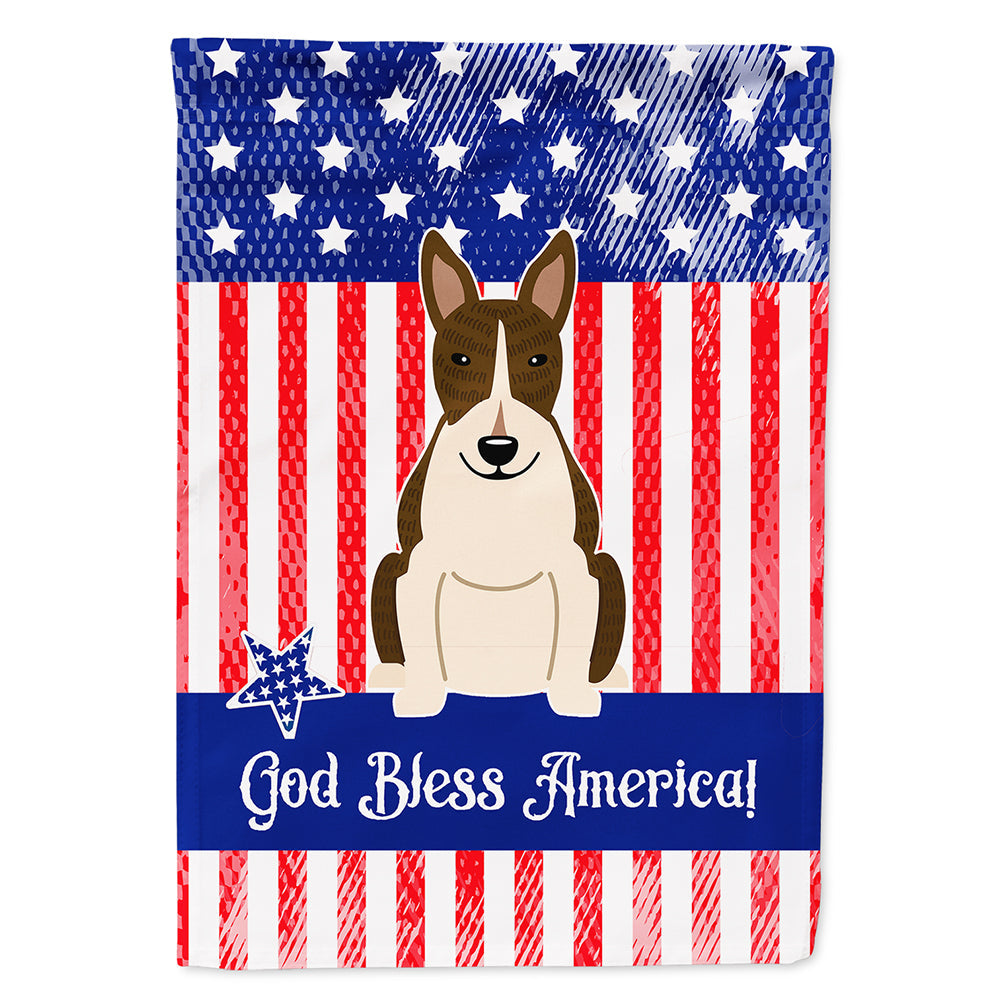 Patriotic USA Bull Terrier Dark Brindle House Flag 28x40 Porch Sleeve Pole Decorative Outside Yard Banner Artwork Wall Hanging, Polyester