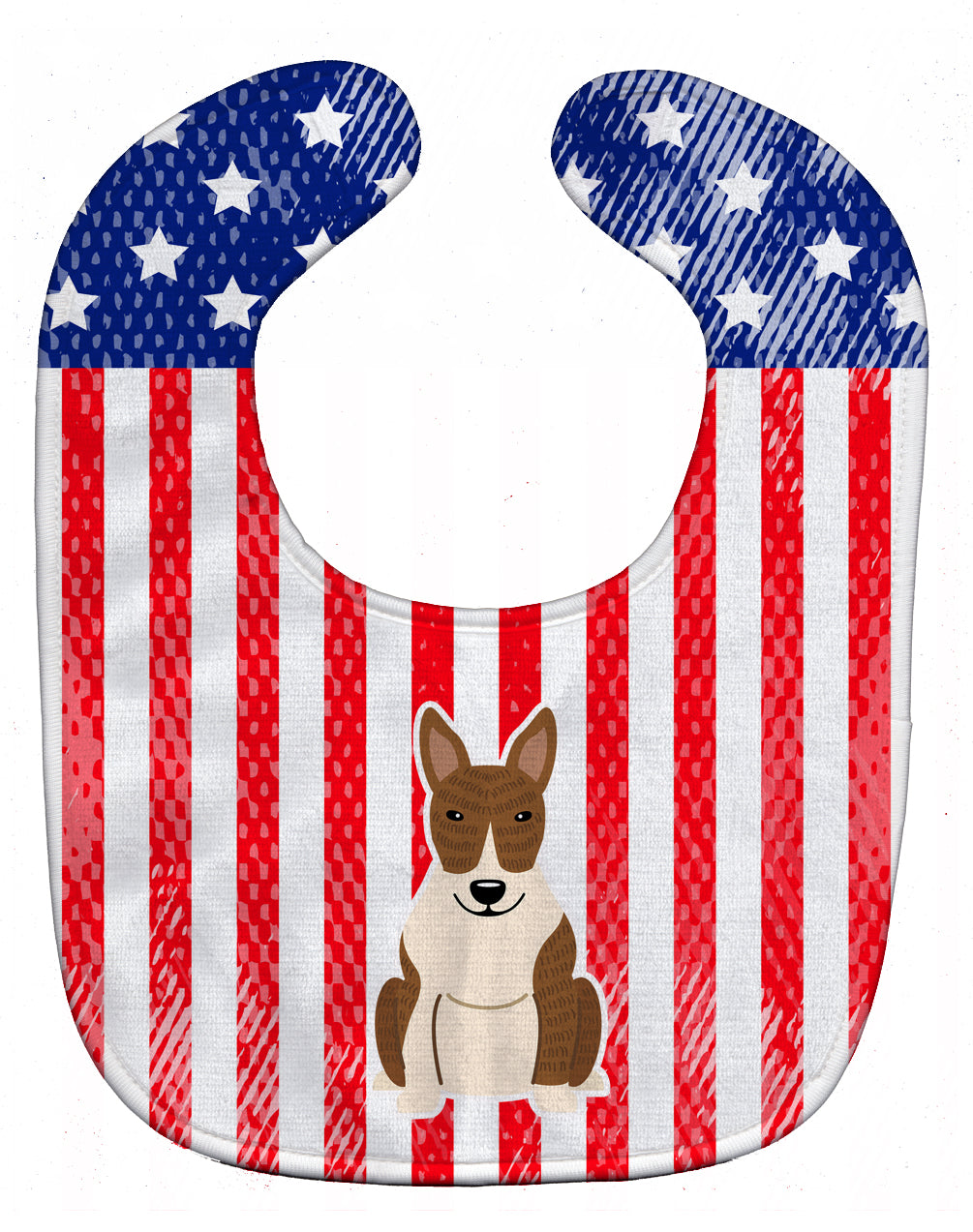Patriotic USA Bull Terrier Brindle Baby Bib Easy-Clean Baby Bib Baby Feeding Accessory Baby Mealtime Essential, 10 x 13, Multicolor