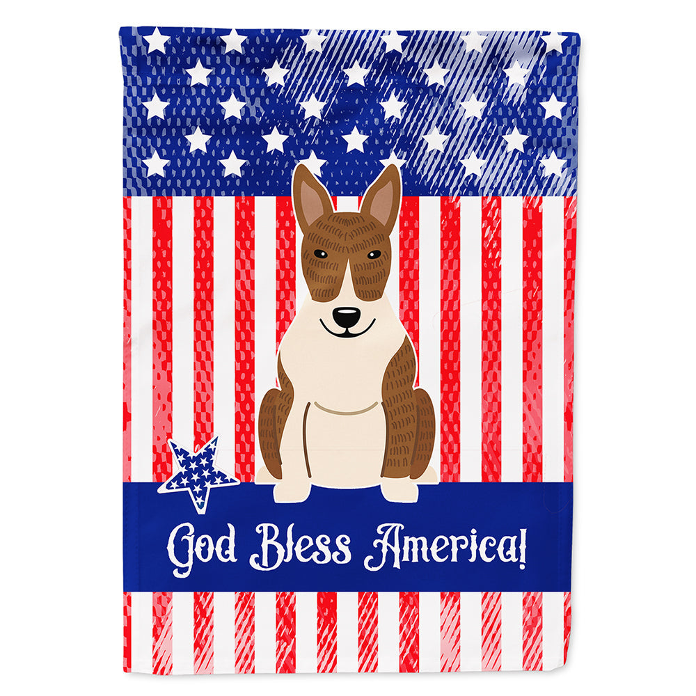 Patriotic USA Bull Terrier Brindle House Flag 28x40 Porch Sleeve Pole Decorative Outside Yard Banner Artwork Wall Hanging, Polyester