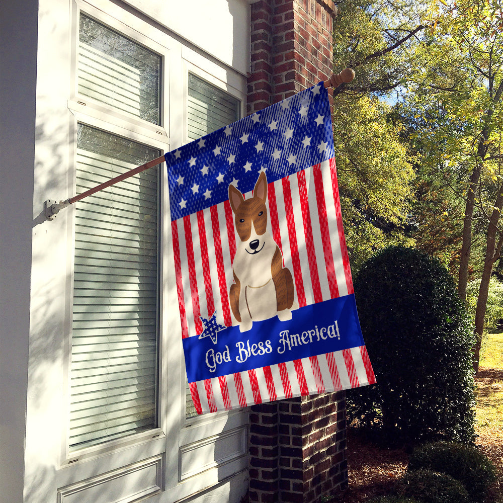 Patriotic USA Bull Terrier Brindle House Flag 28x40 Porch Sleeve Pole Decorative Outside Yard Banner Artwork Wall Hanging, Polyester