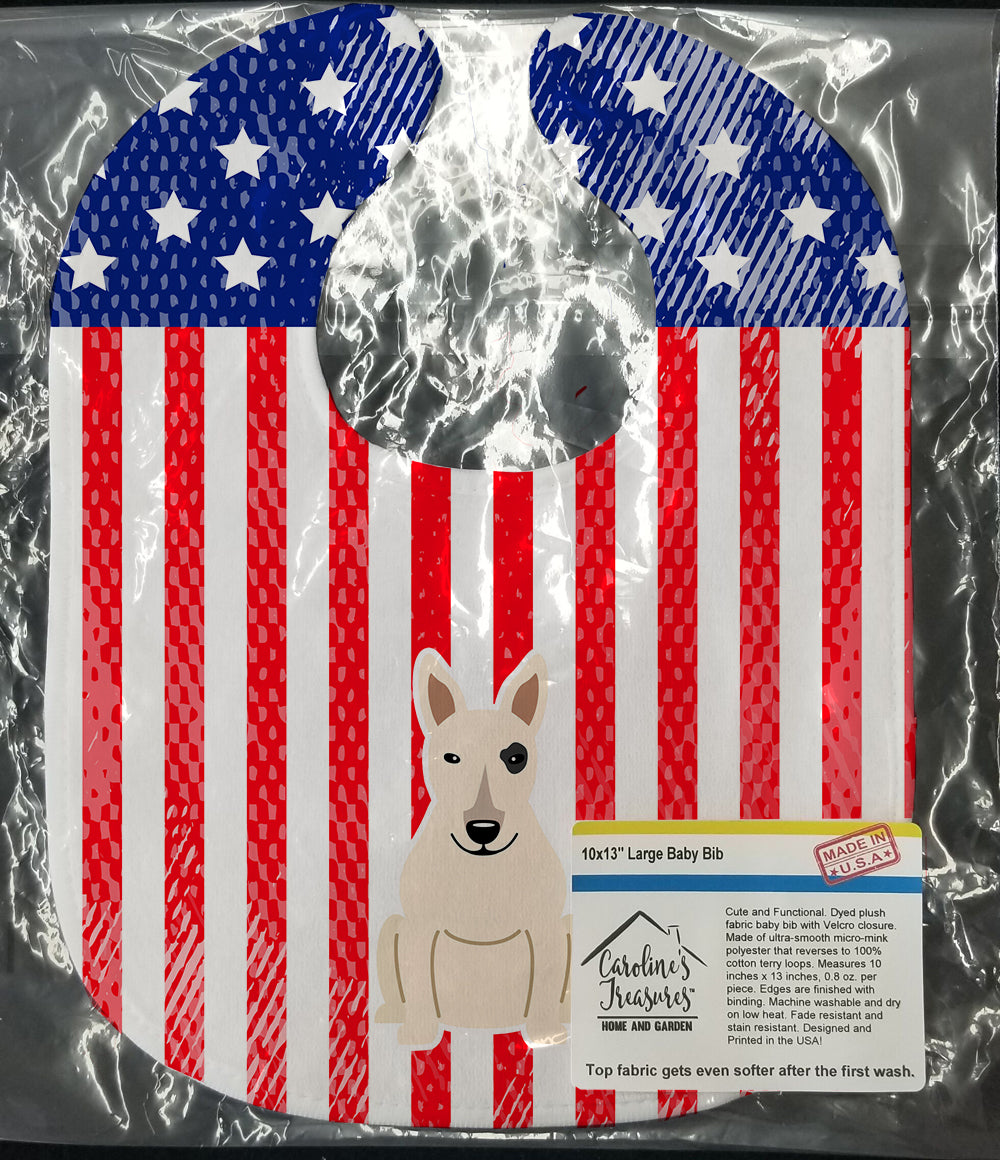 Patriotic USA Bull Terrier White Baby Bib Easy-Clean Baby Bib Baby Feeding Accessory Baby Mealtime Essential, 10 x 13, Multicolor