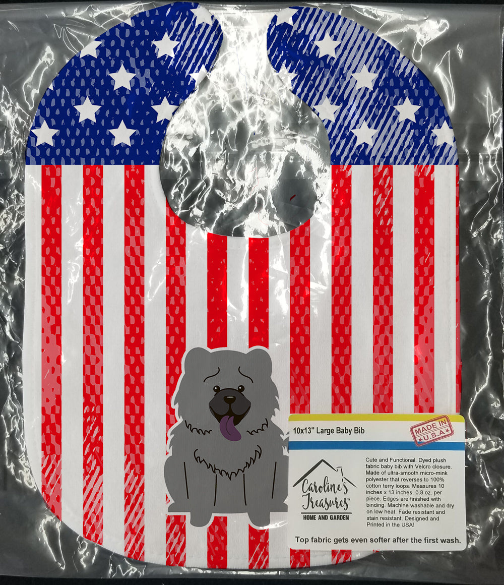 Patriotic USA Chow Chow Blue Baby Bib Easy-Clean Baby Bib Baby Feeding Accessory Baby Mealtime Essential, 10 x 13, Multicolor