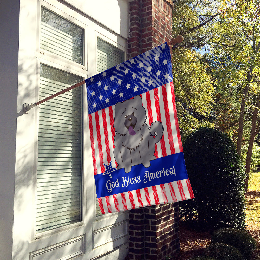 Patriotic USA Chow Chow Blue House Flag 28x40 Porch Sleeve Pole Decorative Outside Yard Banner Artwork Wall Hanging, Polyester