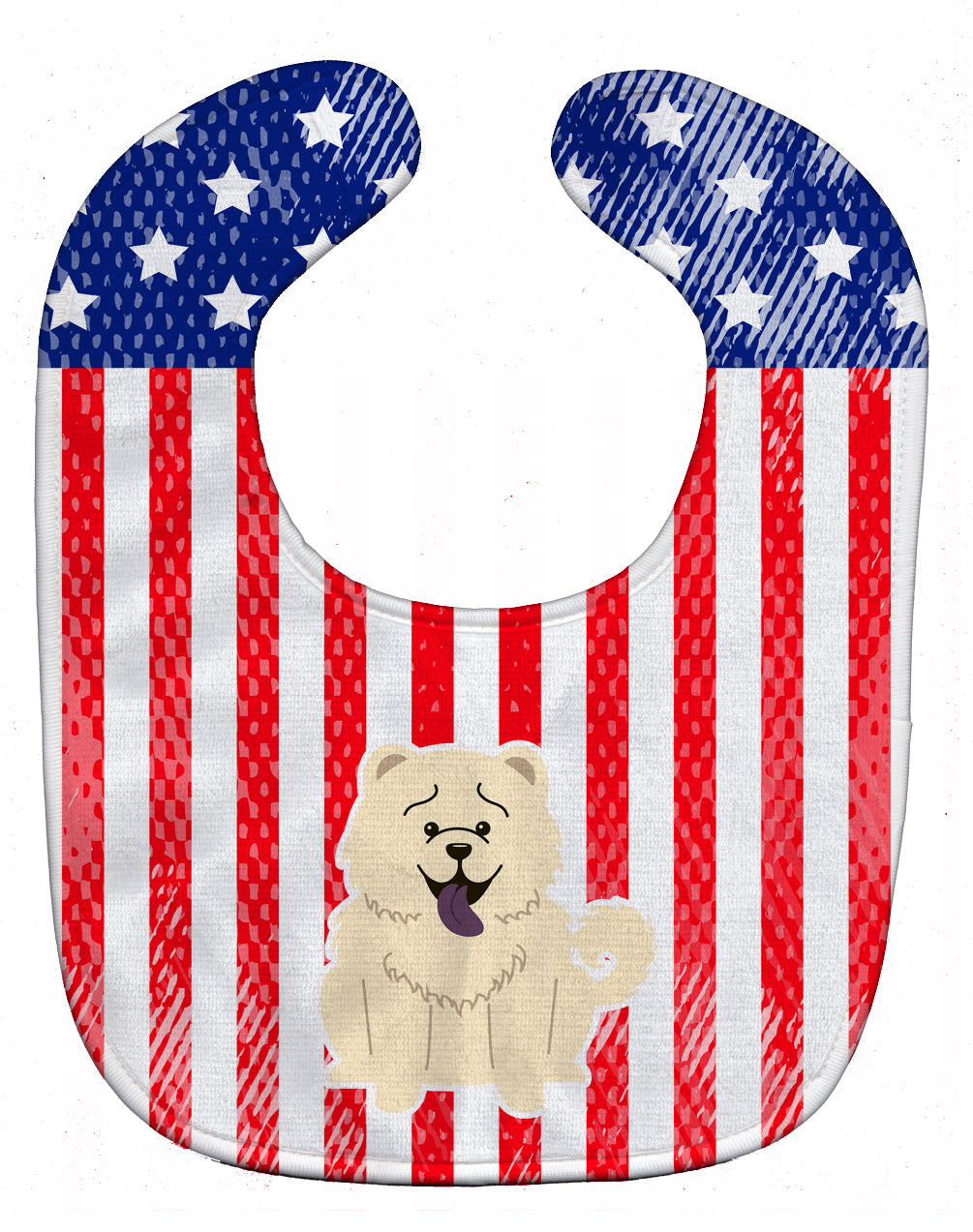 Patriotic USA Chow Chow White Baby Bib Easy-Clean Baby Bib Baby Feeding Accessory Baby Mealtime Essential, 10 x 13, Multicolor
