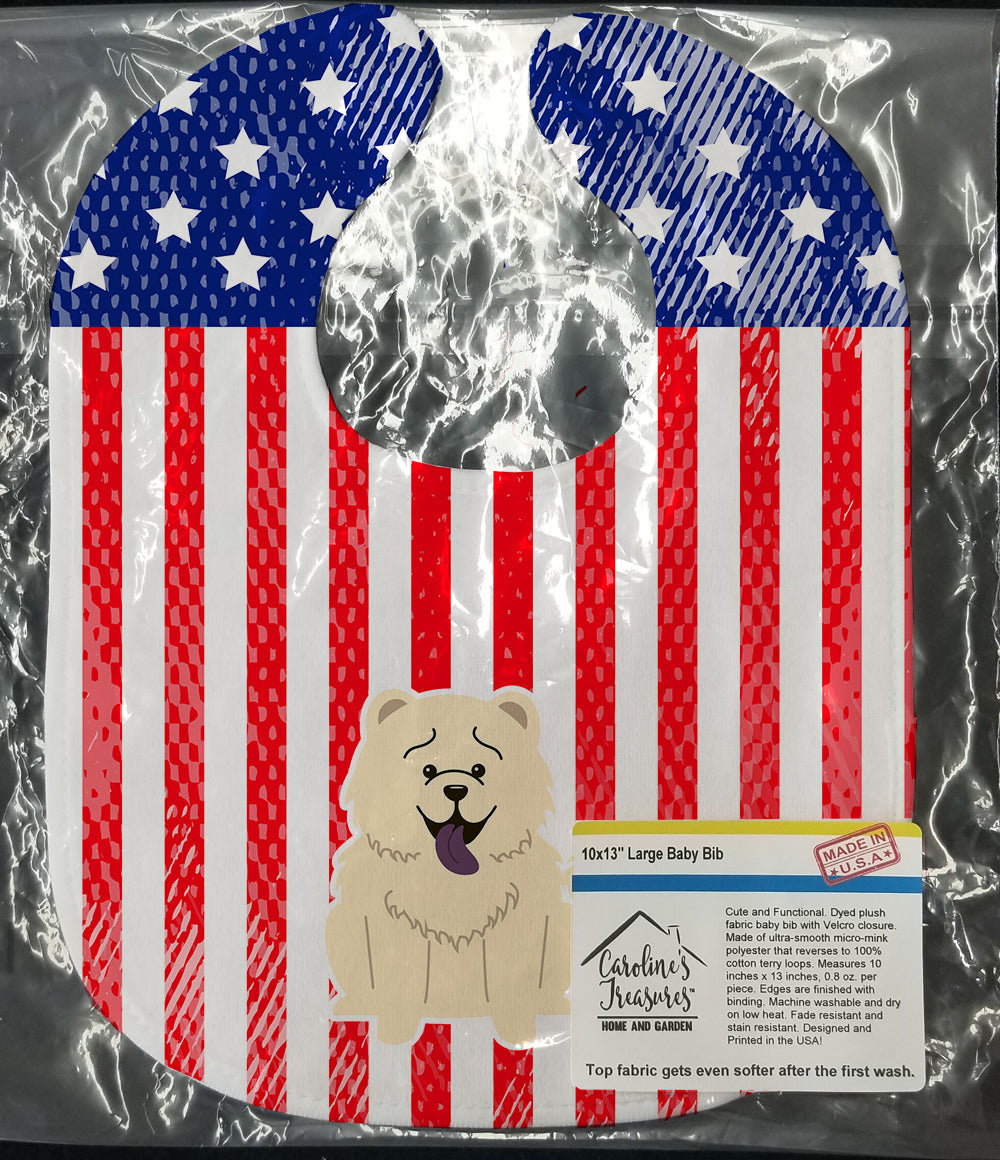 Patriotic USA Chow Chow White Baby Bib Easy-Clean Baby Bib Baby Feeding Accessory Baby Mealtime Essential, 10 x 13, Multicolor
