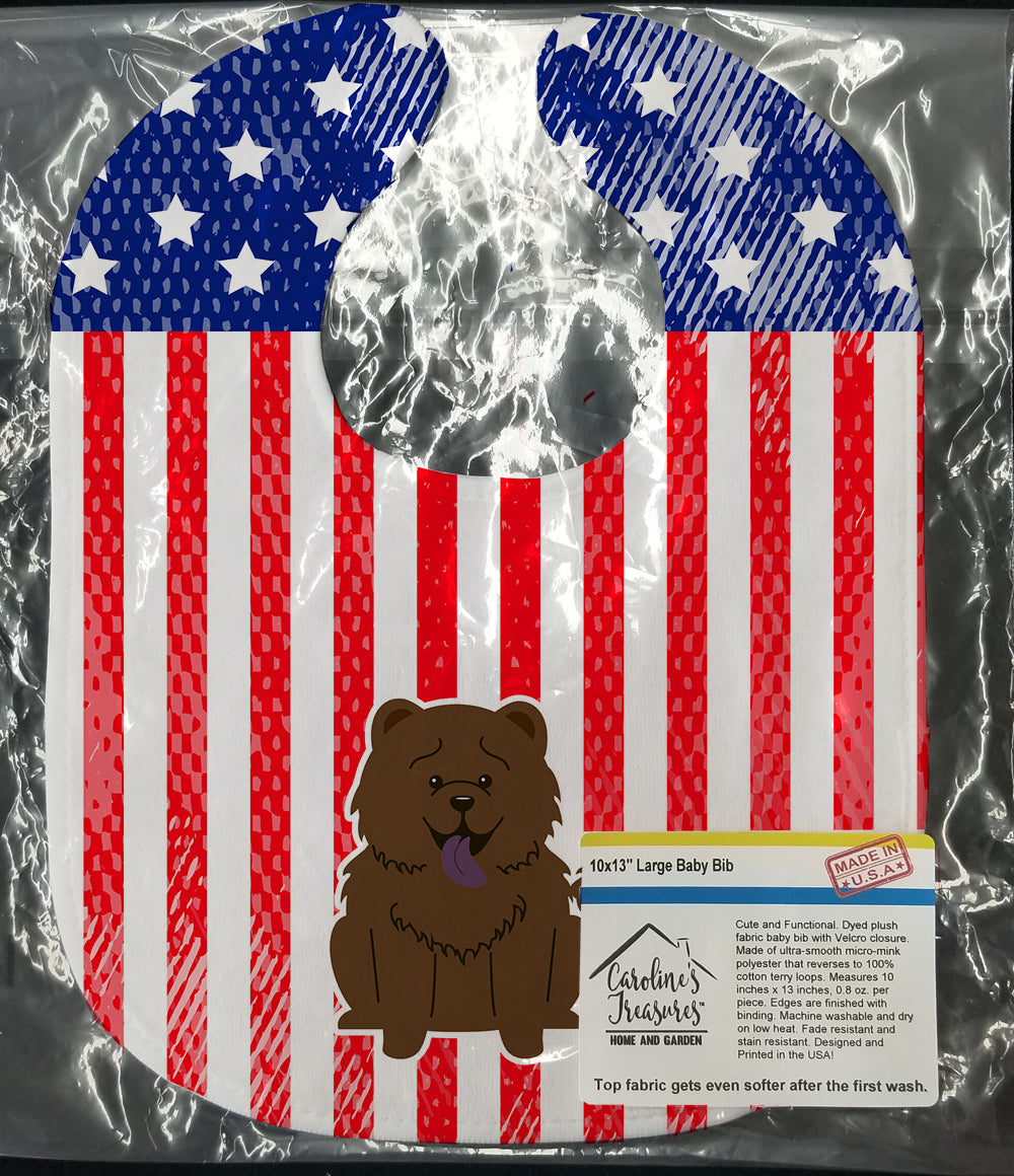 Patriotic USA Chow Chow Chocolate Baby Bib Easy-Clean Baby Bib Baby Feeding Accessory Baby Mealtime Essential, 10 x 13, Multicolor