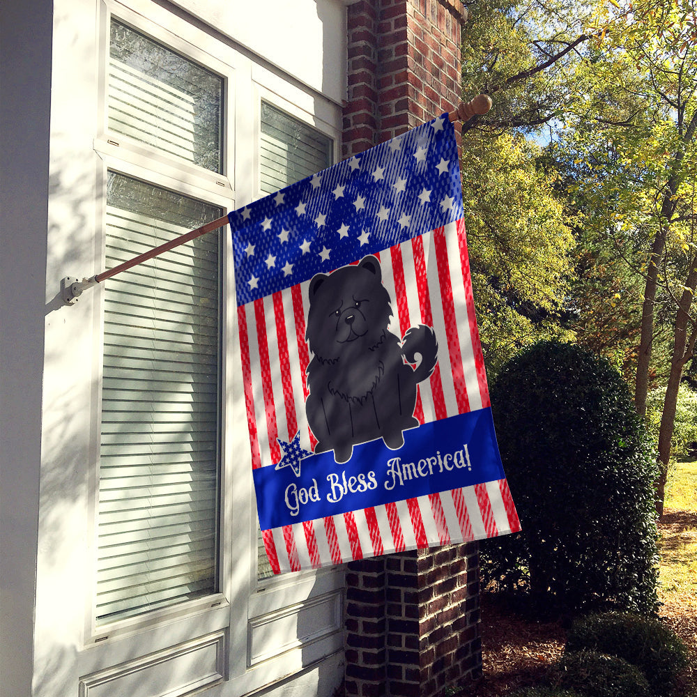 Patriotic USA Chow Chow Black House Flag 28x40 Porch Sleeve Pole Decorative Outside Yard Banner Artwork Wall Hanging, Polyester