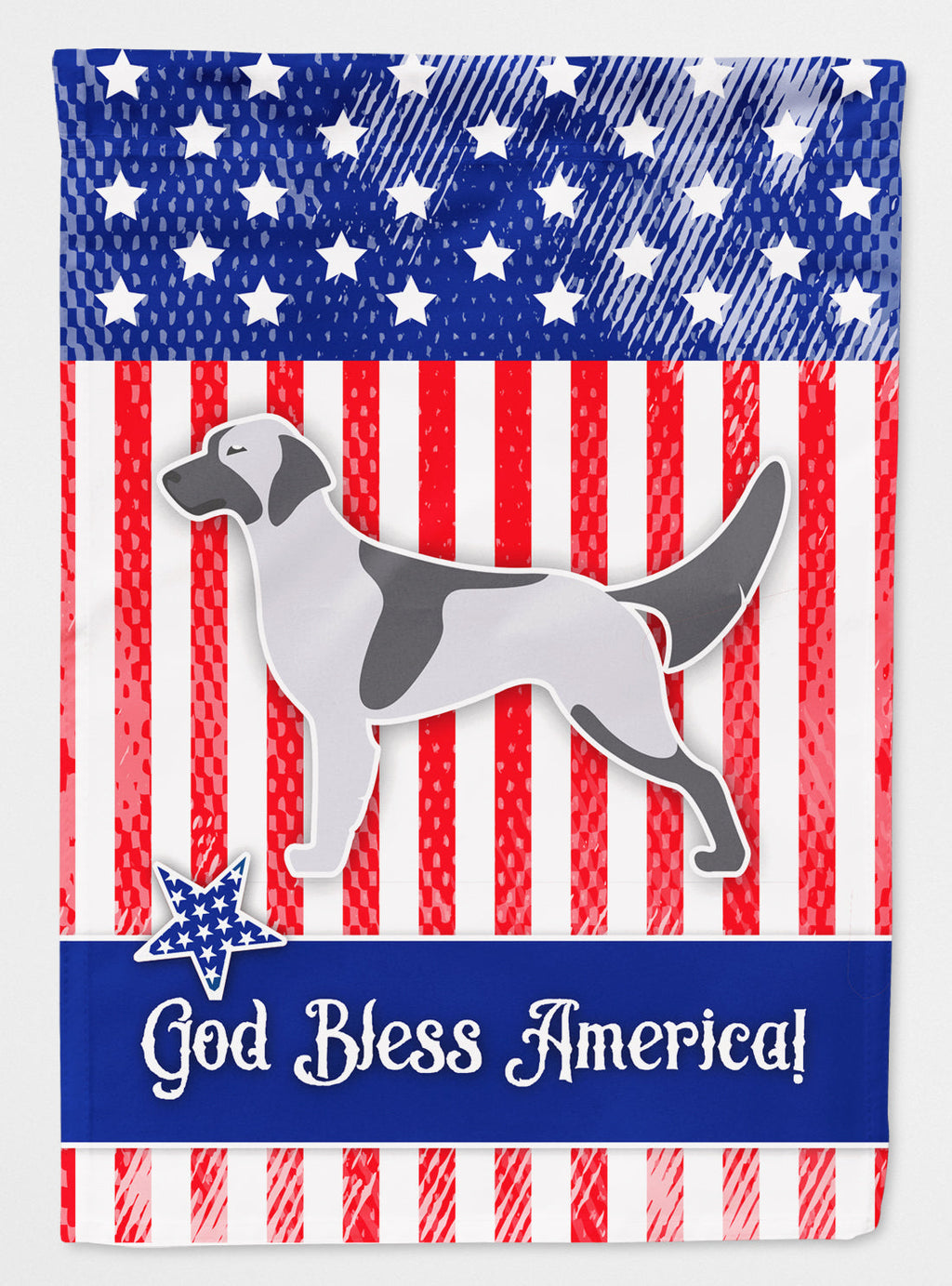 USA Patriotic English Setter House Flag 28x40 Porch Sleeve Pole Decorative Outside Yard Banner Artwork Wall Hanging, Polyester