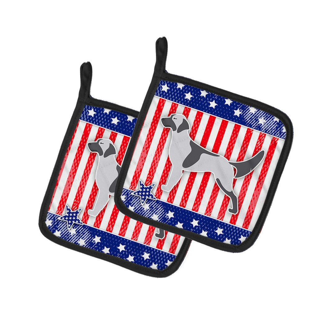 USA Patriotic English Setter Pot Holder Set of 2 Heat Resistant Quilted Hot Pads 7.5 x 7.5 Inch, Insulated Kitchen Trivets for Cooking & Baking
