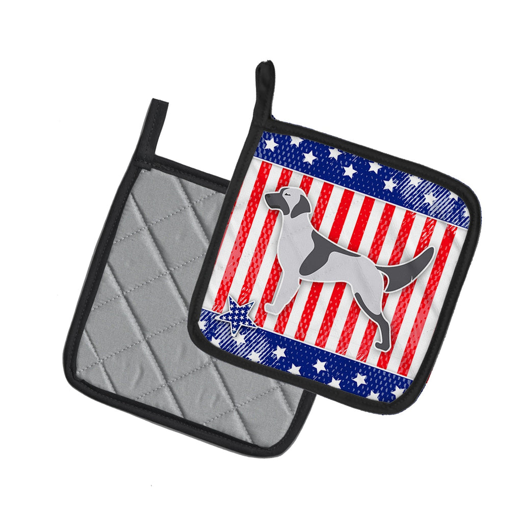 USA Patriotic English Setter Pot Holder Set of 2 Heat Resistant Quilted Hot Pads 7.5 x 7.5 Inch, Insulated Kitchen Trivets for Cooking & Baking