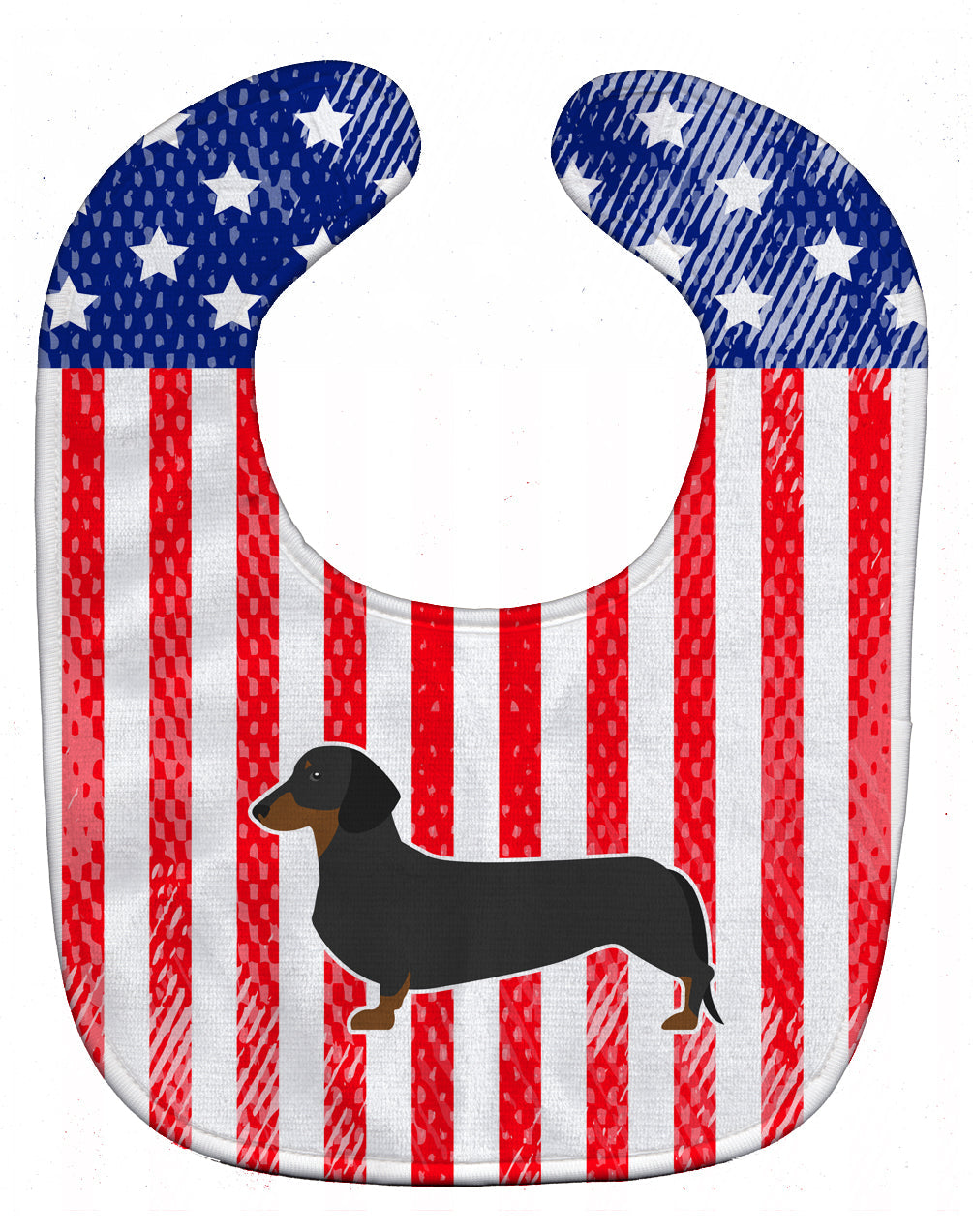 USA Patriotic Dachshund Baby Bib Easy-Clean Baby Bib Baby Feeding Accessory Baby Mealtime Essential, 10 x 13, Multicolor