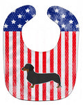 USA Patriotic Dachshund Baby Bib Easy-Clean Baby Bib Baby Feeding Accessory Baby Mealtime Essential, 10 x 13, Multicolor