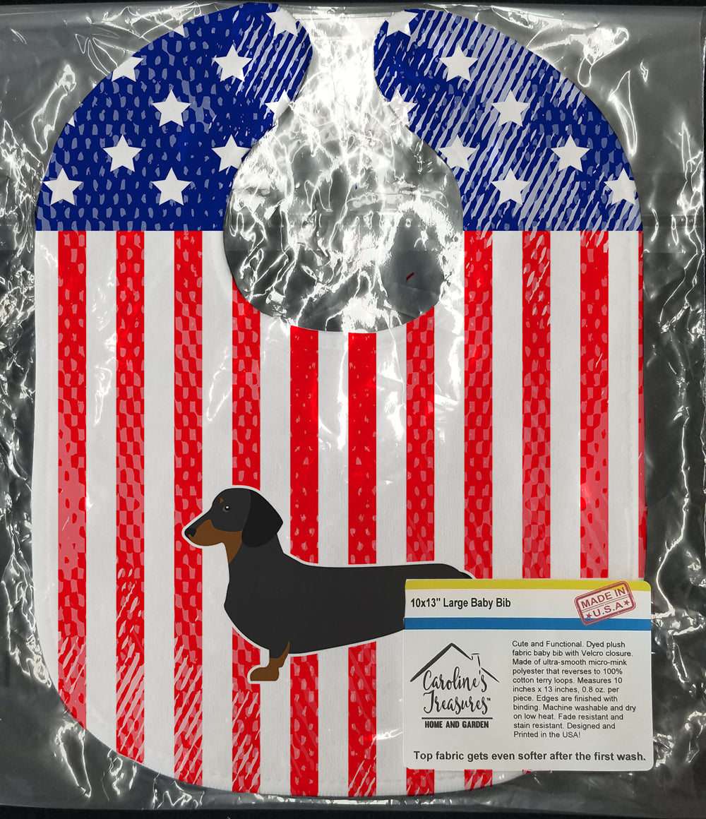 USA Patriotic Dachshund Baby Bib Easy-Clean Baby Bib Baby Feeding Accessory Baby Mealtime Essential, 10 x 13, Multicolor