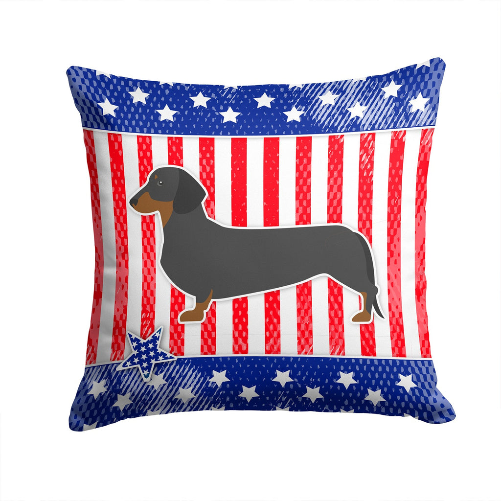 USA Patriotic Dachshund Decorative Throw Pillow 14x14 Indoor Outdoor Accent Cushion, Fabric Cover with Insert for Sofa, Bed, Porch & Living Room