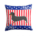 USA Patriotic Dachshund Decorative Throw Pillow 14x14 Indoor Outdoor Accent Cushion, Fabric Cover with Insert for Sofa, Bed, Porch & Living Room