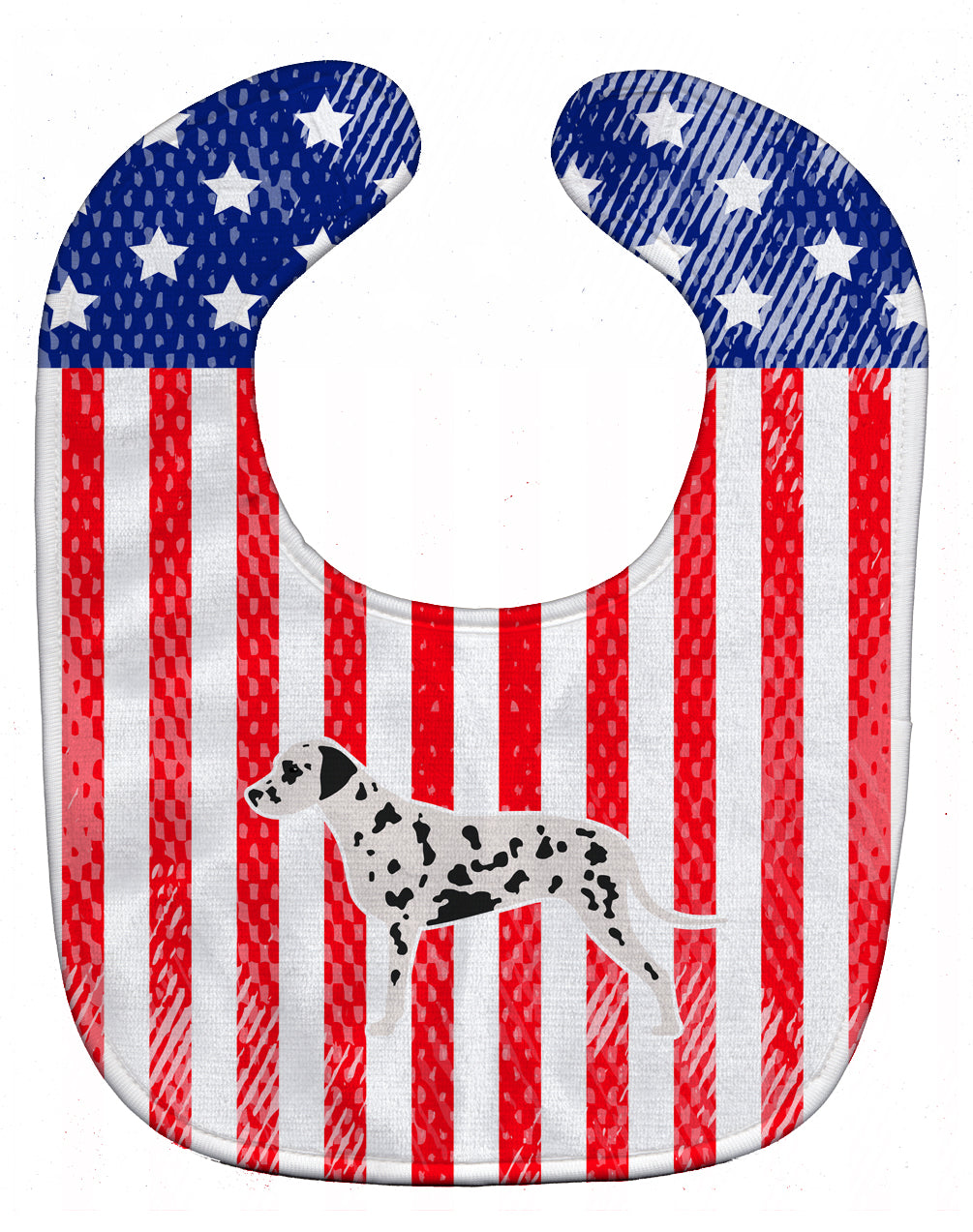 USA Patriotic Dalmatian Baby Bib Easy-Clean Baby Bib Baby Feeding Accessory Baby Mealtime Essential, 10 x 13, Multicolor