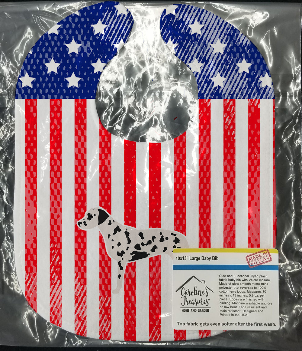 USA Patriotic Dalmatian Baby Bib Easy-Clean Baby Bib Baby Feeding Accessory Baby Mealtime Essential, 10 x 13, Multicolor