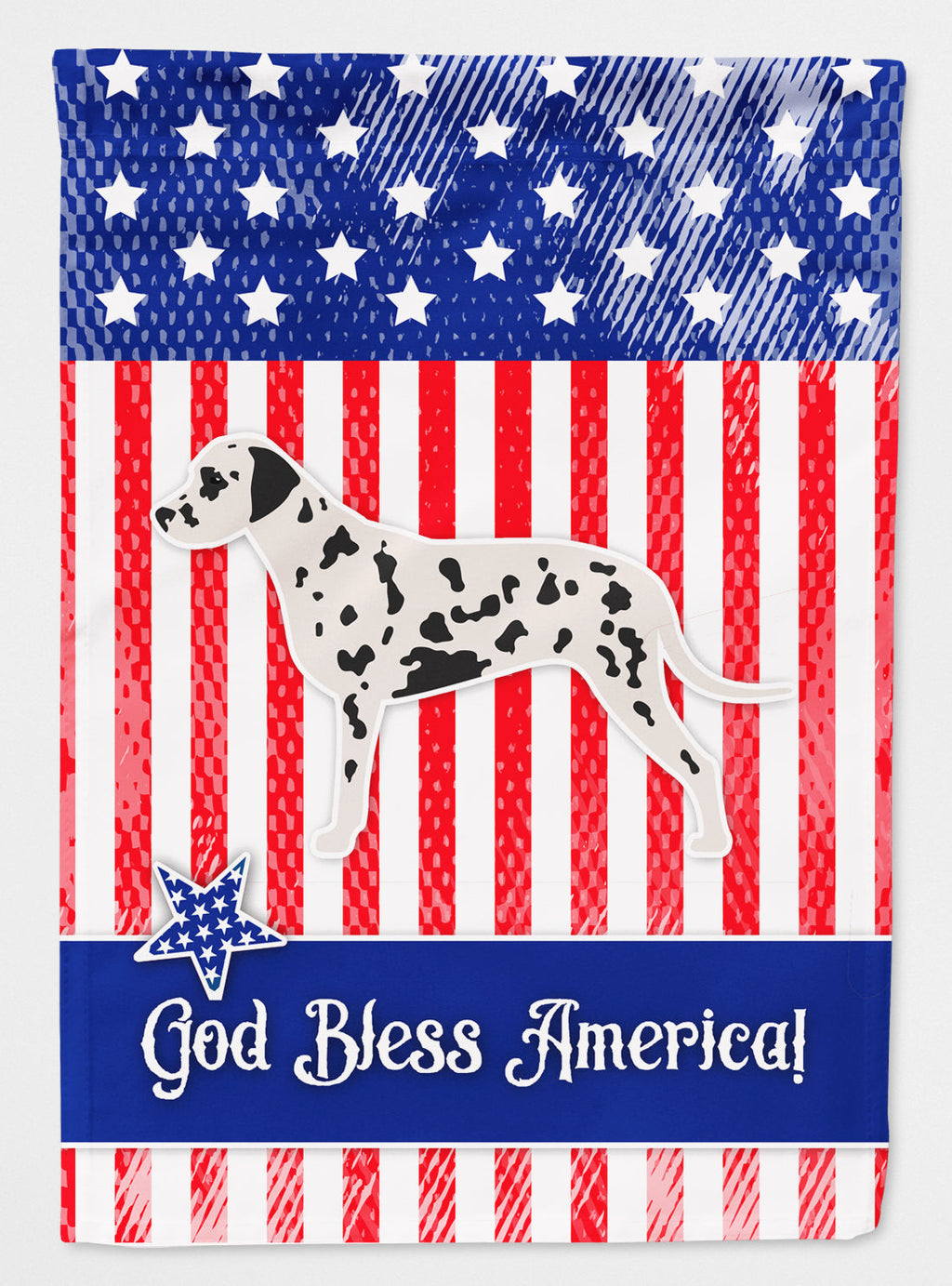 USA Patriotic Dalmatian House Flag 28x40 Porch Sleeve Pole Decorative Outside Yard Banner Artwork Wall Hanging, Polyester