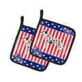 USA Patriotic Dalmatian Pot Holder Set of 2 Heat Resistant Quilted Hot Pads 7.5 x 7.5 Inch, Insulated Kitchen Trivets for Cooking & Baking