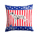 USA Patriotic Dalmatian Decorative Throw Pillow 14x14 Indoor Outdoor Accent Cushion, Fabric Cover with Insert for Sofa, Bed, Porch & Living Room