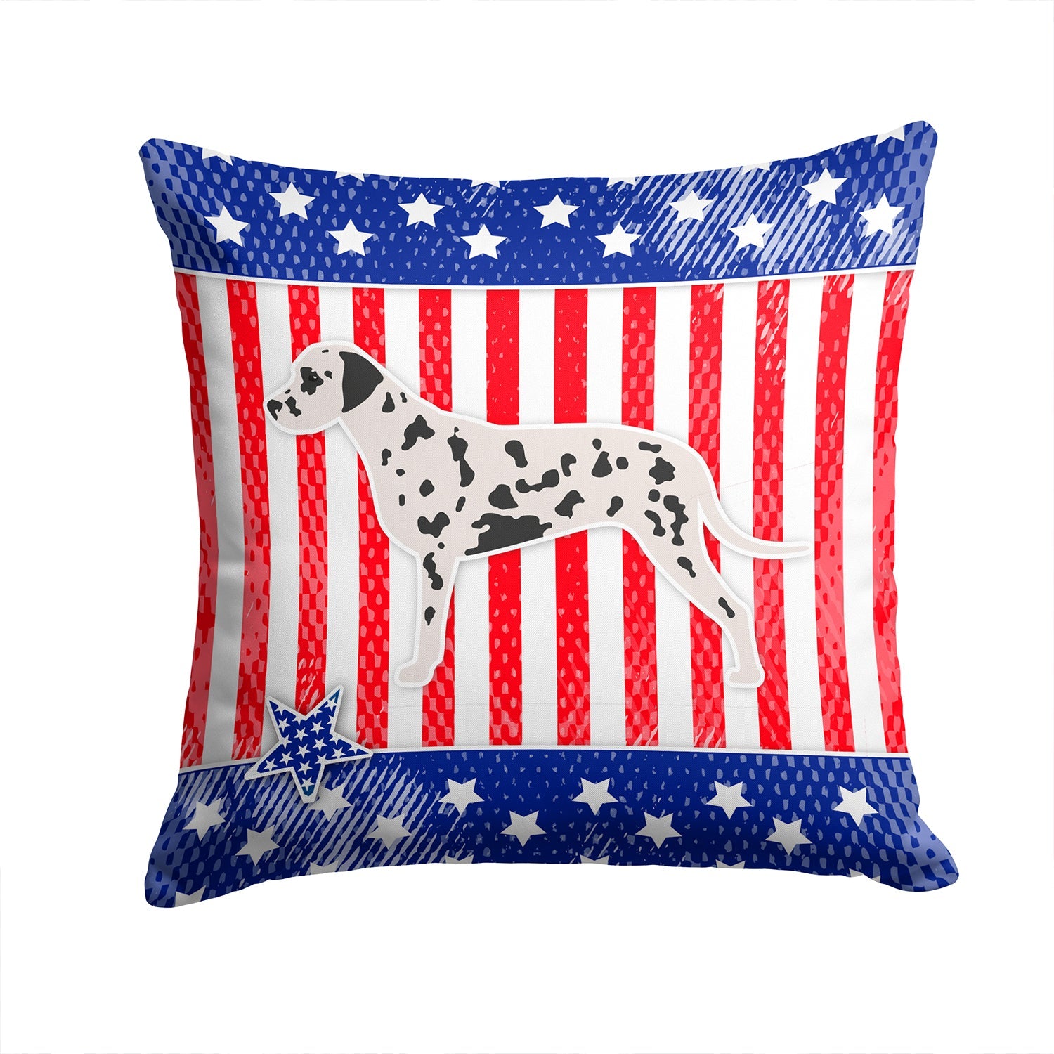 USA Patriotic Dalmatian Decorative Throw Pillow 14x14 Indoor Outdoor Accent Cushion, Fabric Cover with Insert for Sofa, Bed, Porch & Living Room