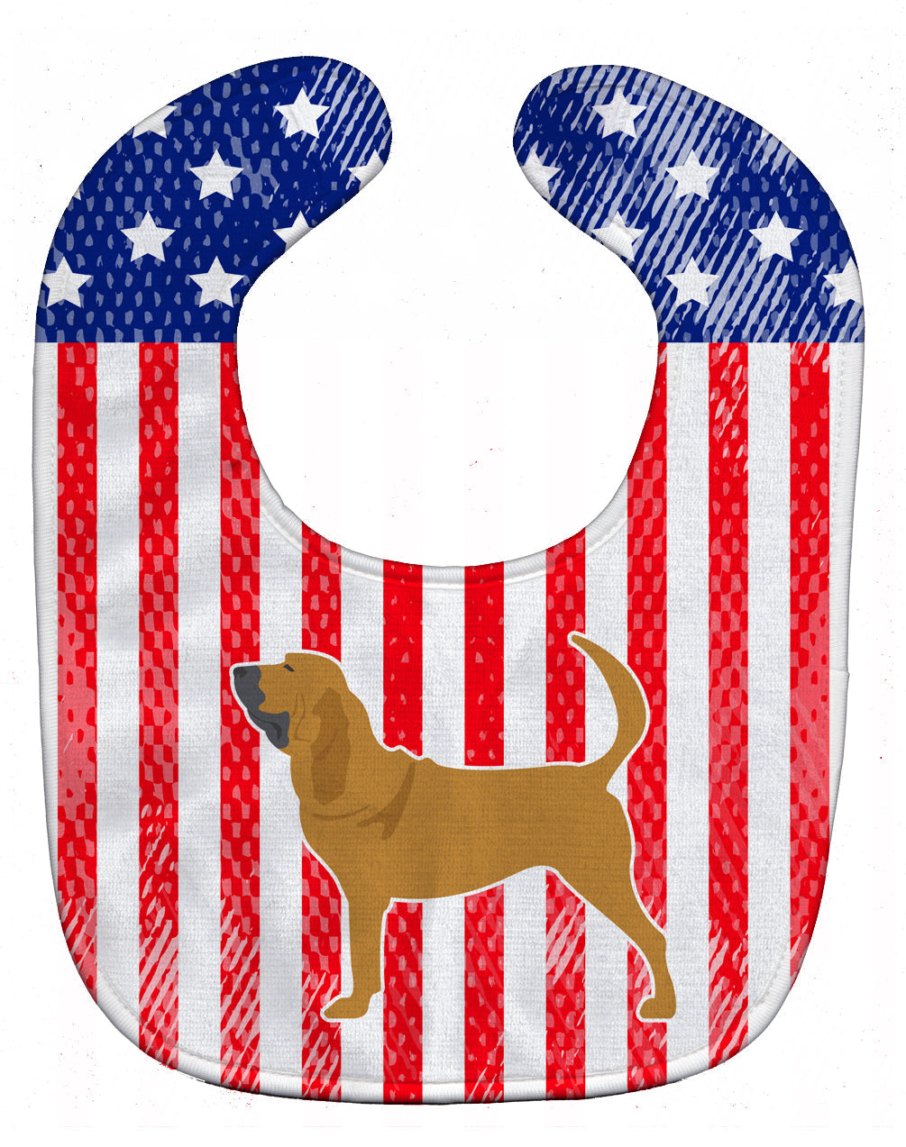 USA Patriotic Bloodhound Baby Bib Easy-Clean Baby Bib Baby Feeding Accessory Baby Mealtime Essential, 10 x 13, Multicolor