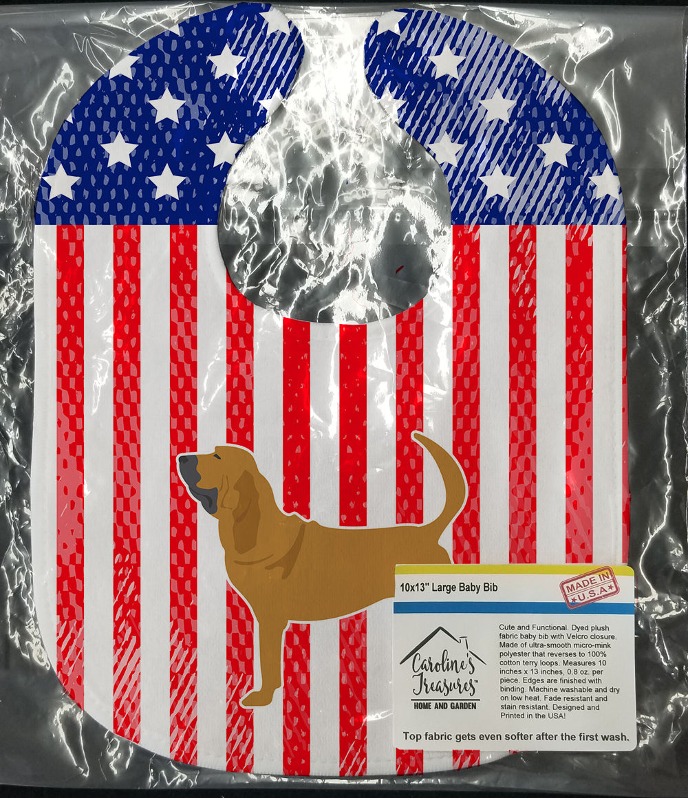 USA Patriotic Bloodhound Baby Bib Easy-Clean Baby Bib Baby Feeding Accessory Baby Mealtime Essential, 10 x 13, Multicolor