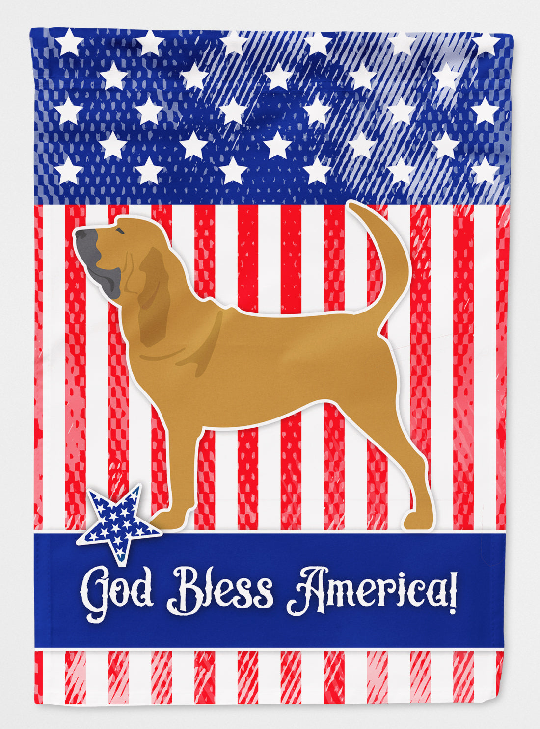 USA Patriotic Bloodhound House Flag 28x40 Porch Sleeve Pole Decorative Outside Yard Banner Artwork Wall Hanging, Polyester