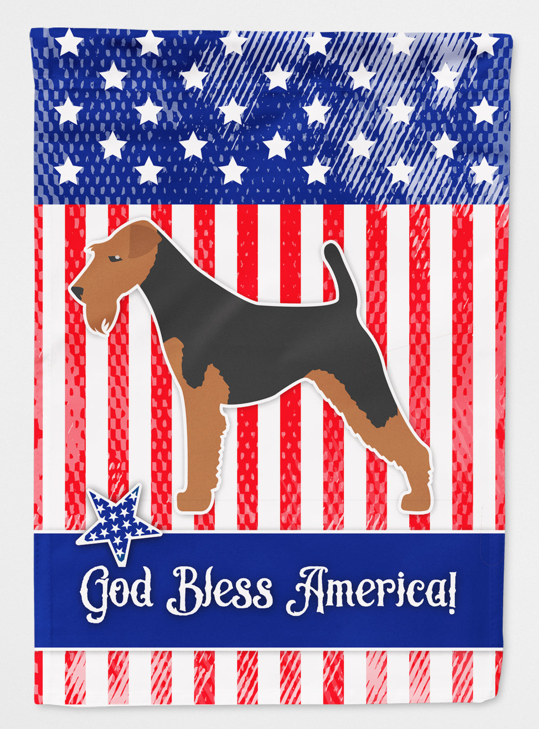 USA Patriotic Welsh Terrier House Flag 28x40 Porch Sleeve Pole Decorative Outside Yard Banner Artwork Wall Hanging, Polyester