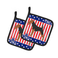USA Patriotic Welsh Terrier Pot Holder Set of 2 Heat Resistant Quilted Hot Pads 7.5 x 7.5 Inch, Insulated Kitchen Trivets for Cooking & Baking