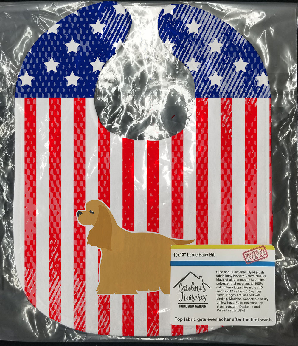 USA Patriotic Cocker Spaniel Baby Bib Easy-Clean Baby Bib Baby Feeding Accessory Baby Mealtime Essential, 10 x 13, Multicolor