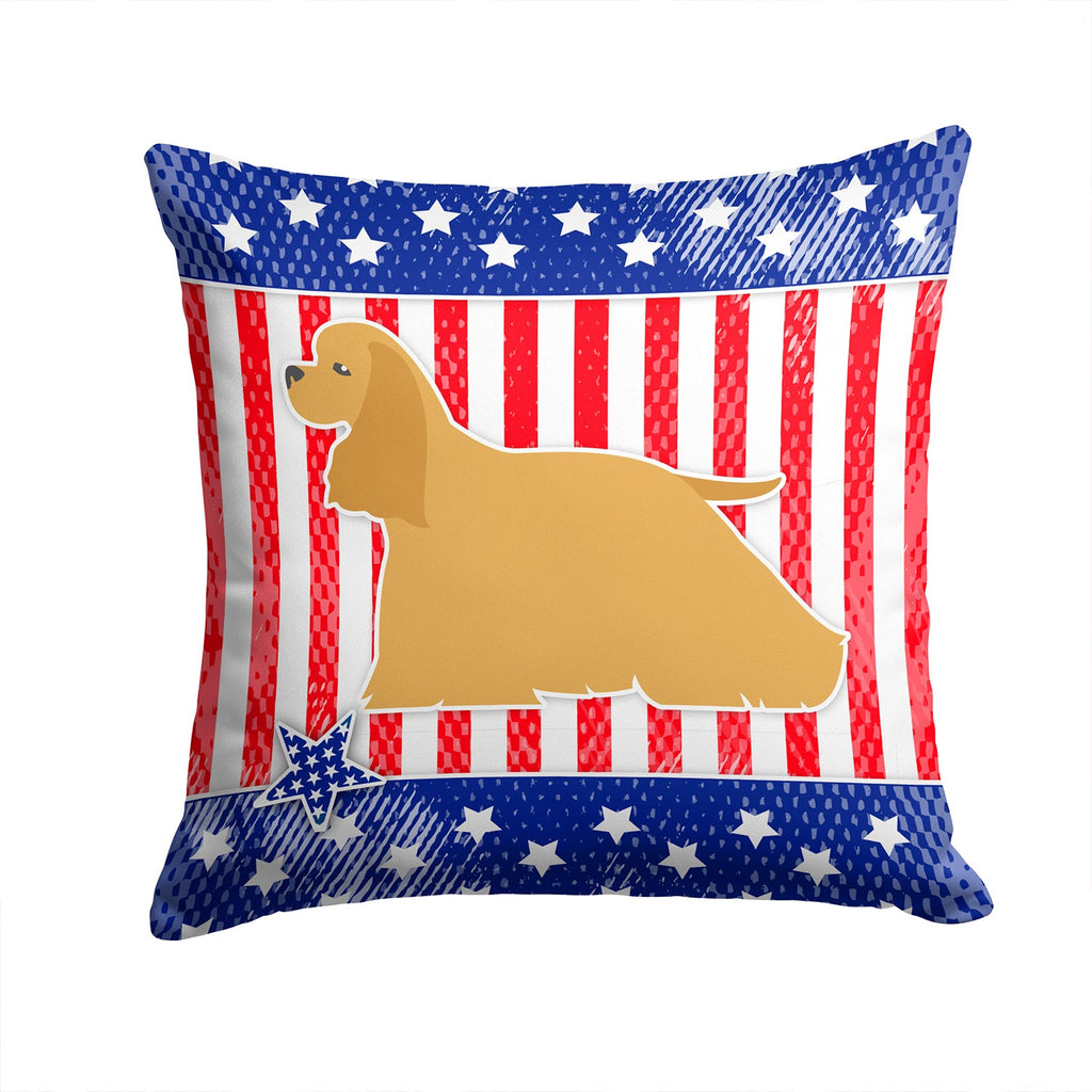 USA Patriotic Cocker Spaniel Decorative Throw Pillow 14x14 Indoor Outdoor Accent Cushion, Fabric Cover with Insert for Sofa, Bed, Porch & Living Room