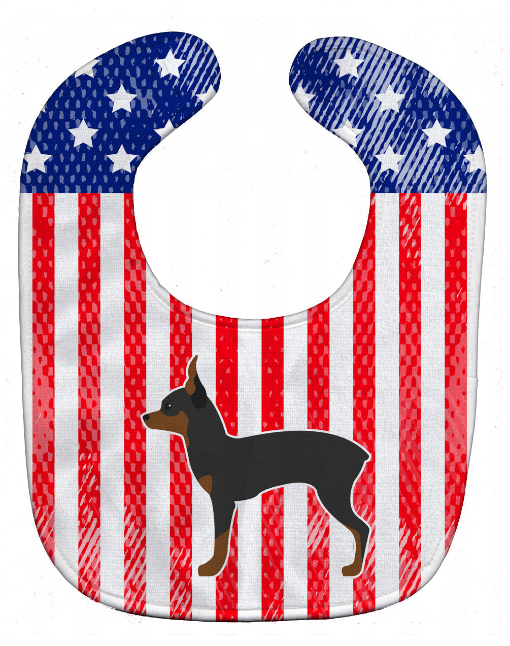 USA Patriotic Toy Fox Terrier Baby Bib Easy-Clean Baby Bib Baby Feeding Accessory Baby Mealtime Essential, 10 x 13, Multicolor