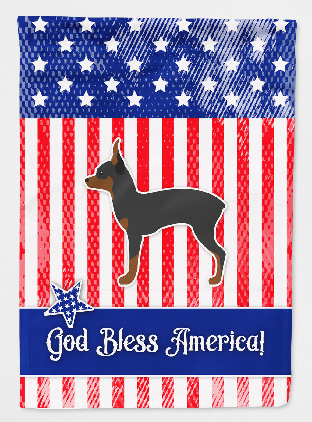 USA Patriotic Toy Fox Terrier House Flag 28x40 Porch Sleeve Pole Decorative Outside Yard Banner Artwork Wall Hanging, Polyester