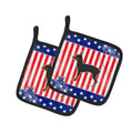 USA Patriotic Toy Fox Terrier Pot Holder Set of 2 Heat Resistant Quilted Hot Pads 7.5 x 7.5 Inch, Insulated Kitchen Trivets for Cooking & Baking