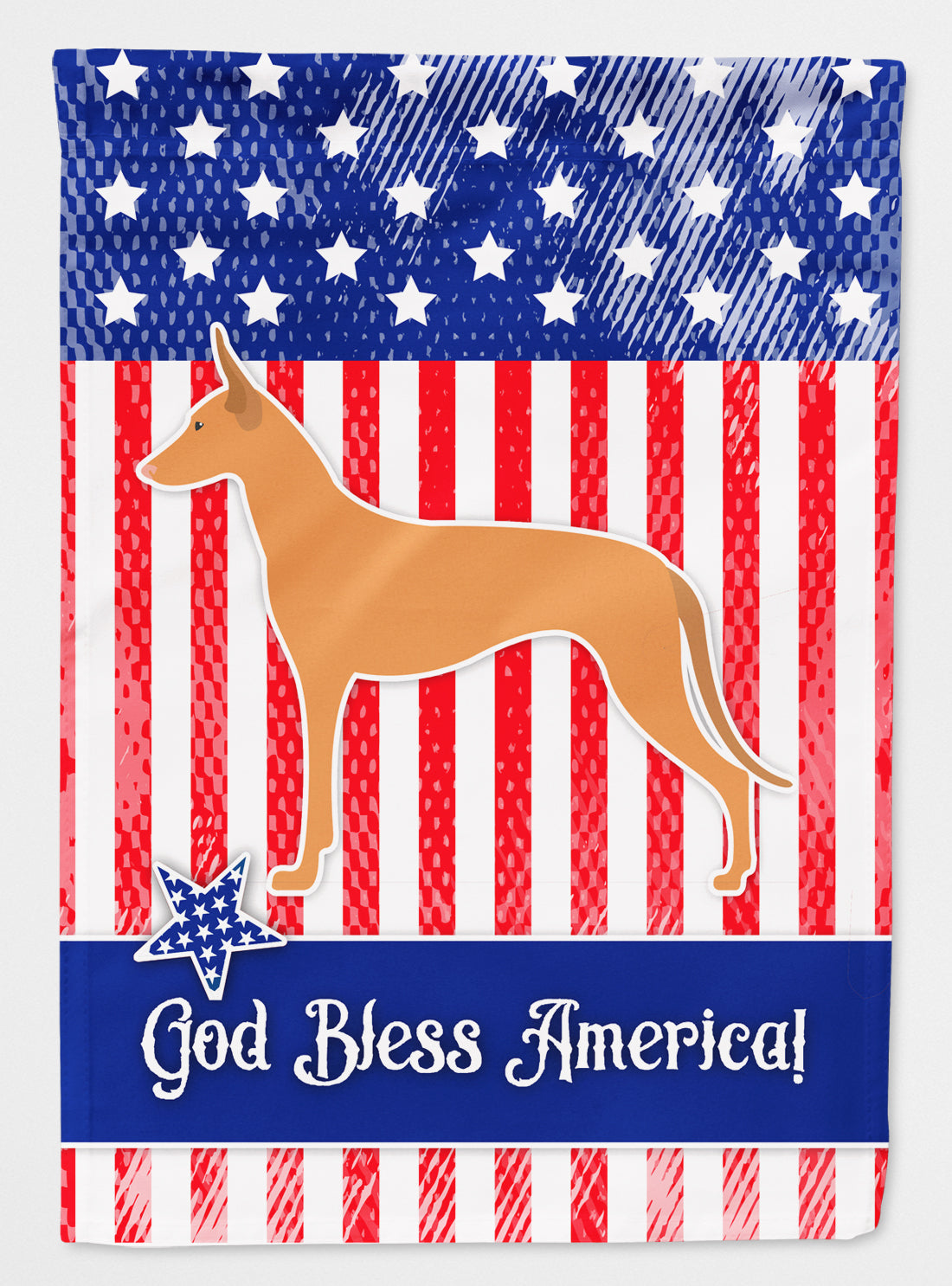 USA Patriotic Pharaoh Hound House Flag 28x40 Porch Sleeve Pole Decorative Outside Yard Banner Artwork Wall Hanging, Polyester