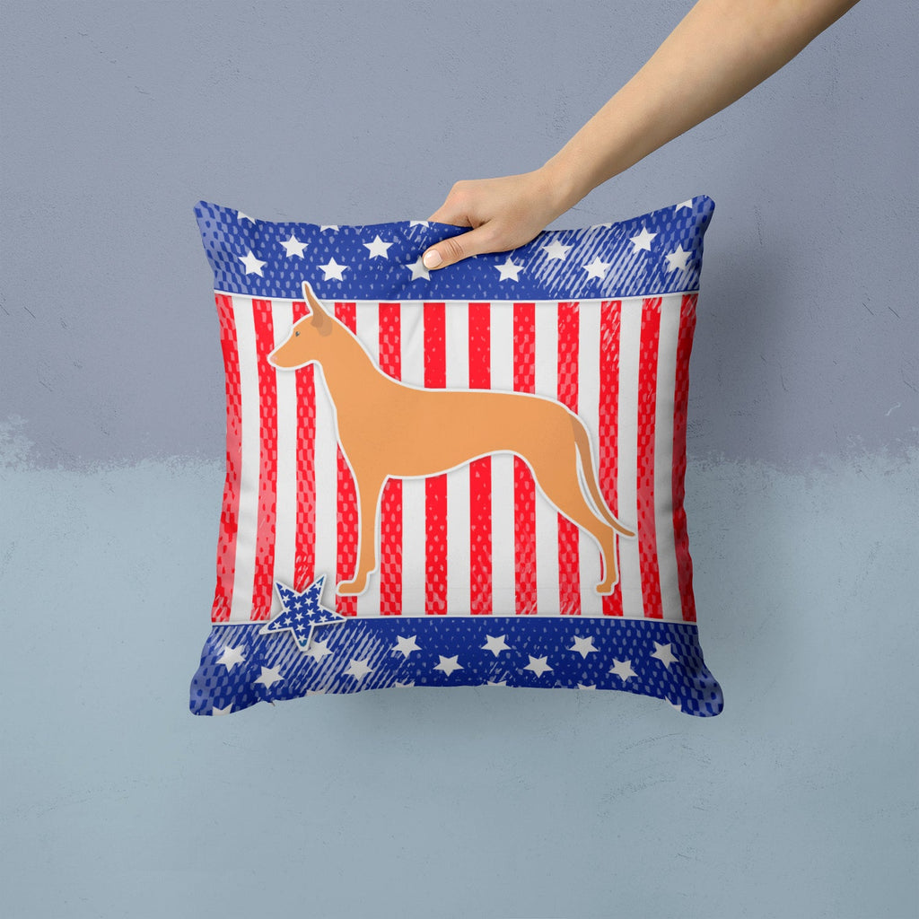 USA Patriotic Pharaoh Hound Decorative Throw Pillow 14x14 Indoor Outdoor Accent Cushion, Fabric Cover with Insert for Sofa, Bed, Porch & Living Room