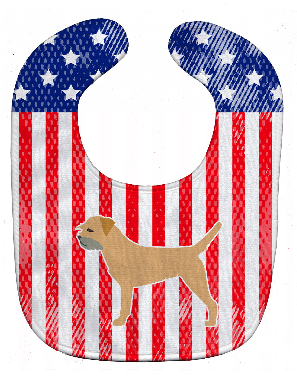 USA Patriotic Border Terrier Baby Bib Easy-Clean Baby Bib Baby Feeding Accessory Baby Mealtime Essential, 10 x 13, Multicolor
