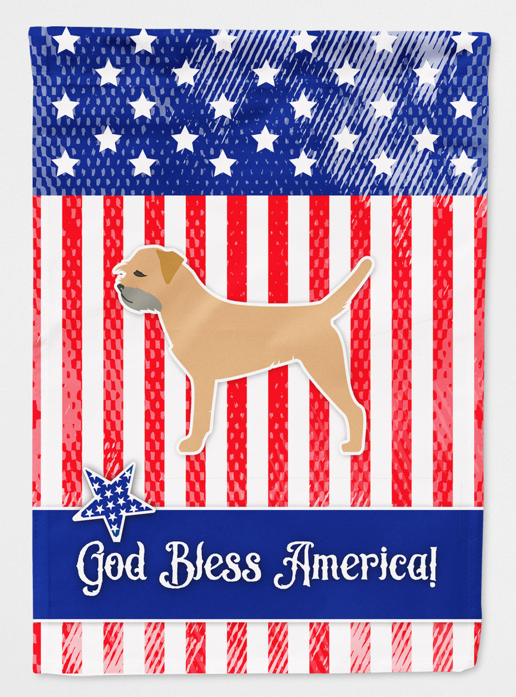 USA Patriotic Border Terrier House Flag 28x40 Porch Sleeve Pole Decorative Outside Yard Banner Artwork Wall Hanging, Polyester