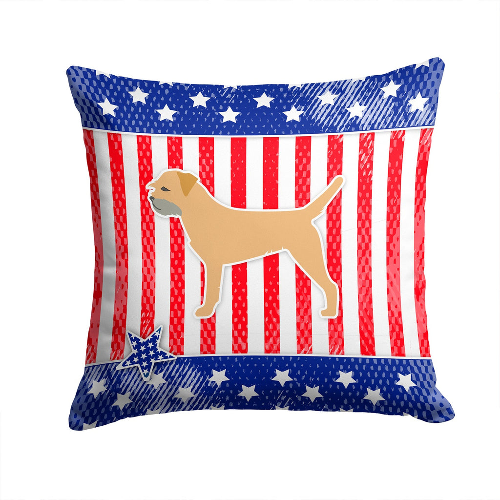 USA Patriotic Border Terrier Decorative Throw Pillow 14x14 Indoor Outdoor Accent Cushion, Fabric Cover with Insert for Sofa, Bed, Porch & Living Room